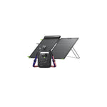 GEYOTO N300 portable power station with one S100 100W foldable solar panel and a red, white, and blue shoulder strap