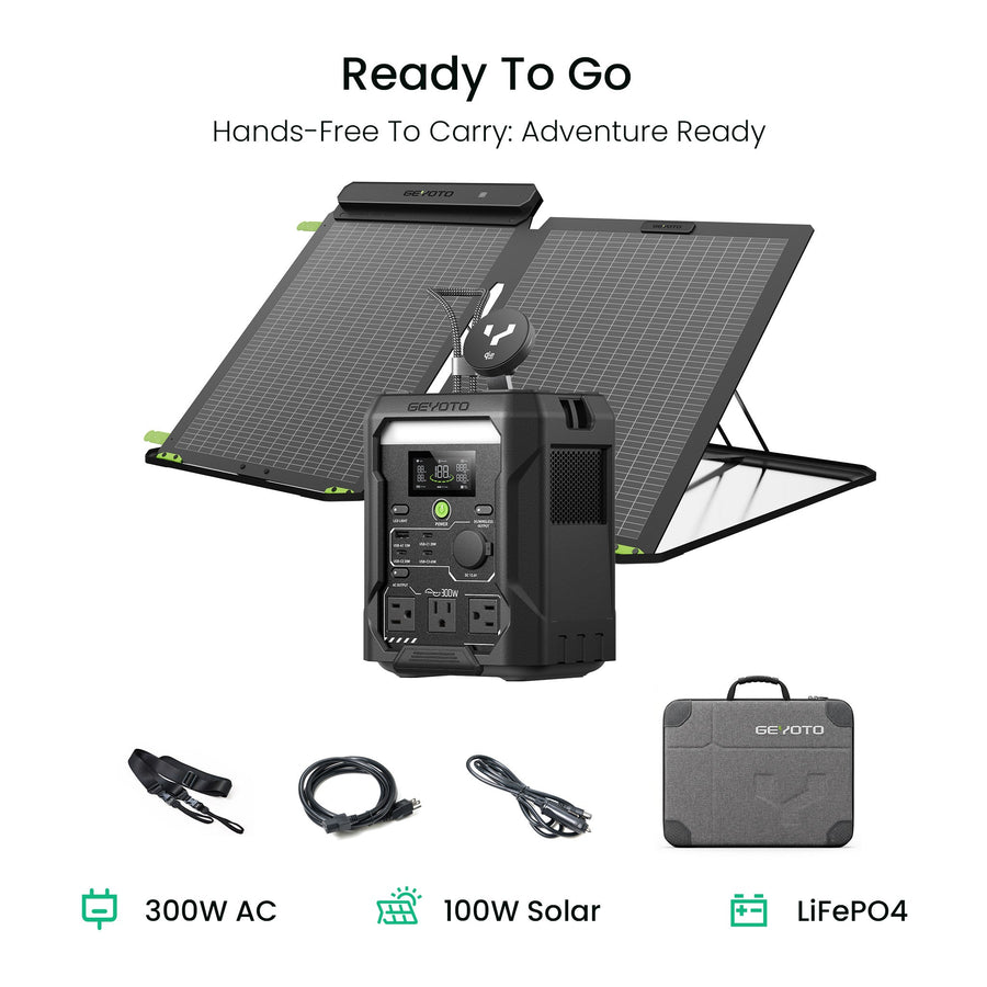 N300 Portable Solar Generator | 256Wh, 300W GEYOTO Official Store